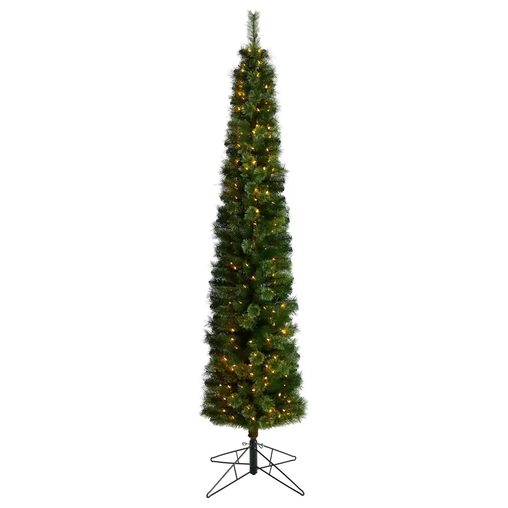 Artificial Pencil Christmas Tree with Clear Multifunction LED Lights and Bendable Branches
