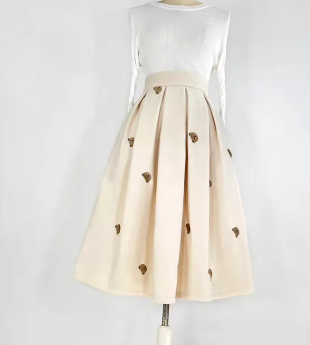 Simple Leisure Everyday Casual Embroidered Skirt