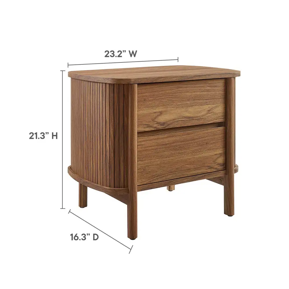 Fluted Two Drawer Nightstand