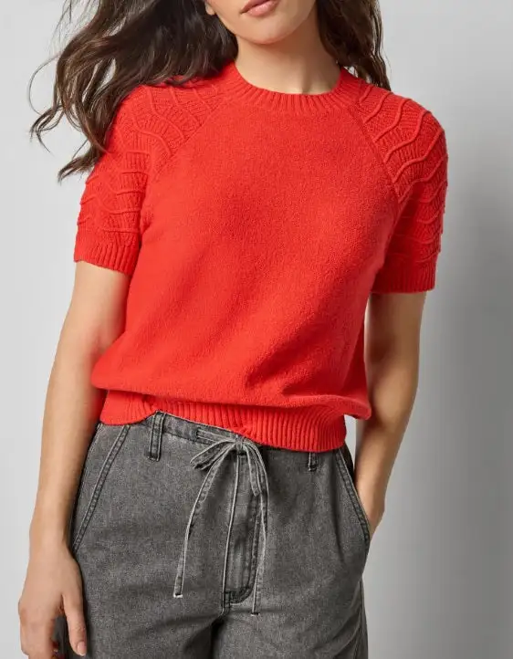 Textured Relaxed Knit Crew Neck Sweater