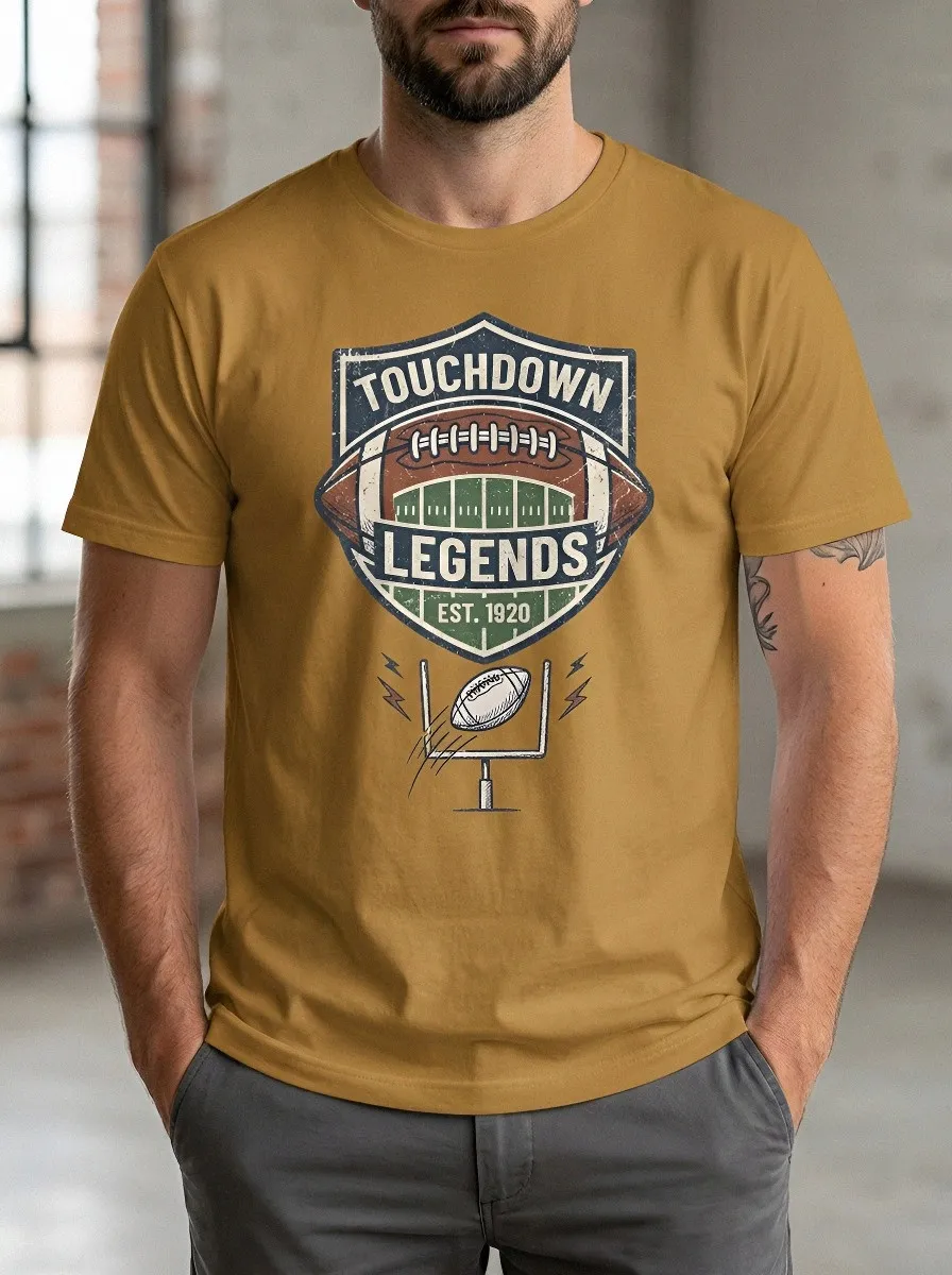 Men's American Football Lover Touchdown Legends Printed T-shirt