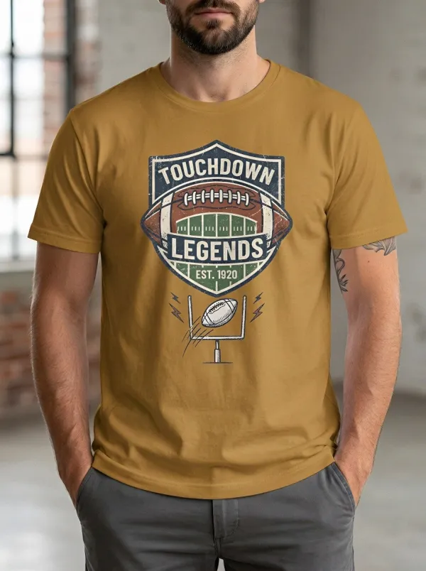 Men's American Football Lover Touchdown Legends Printed T-shirt