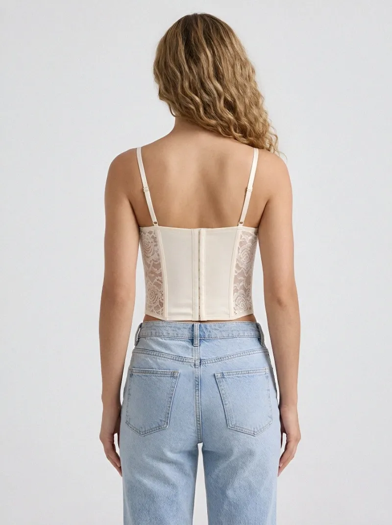 Floral Button-Front Women's Corset Top