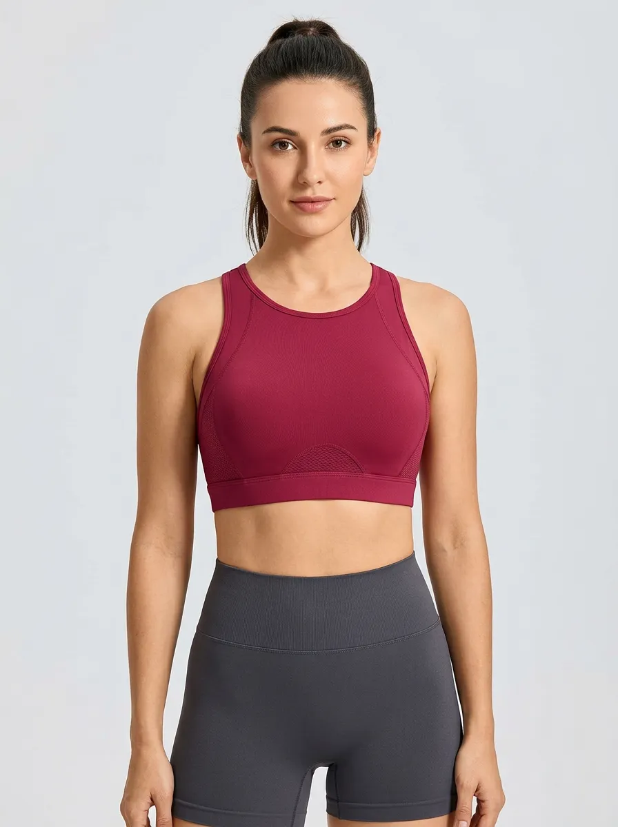 Women's Racerback Mesh Panel Studio Bra