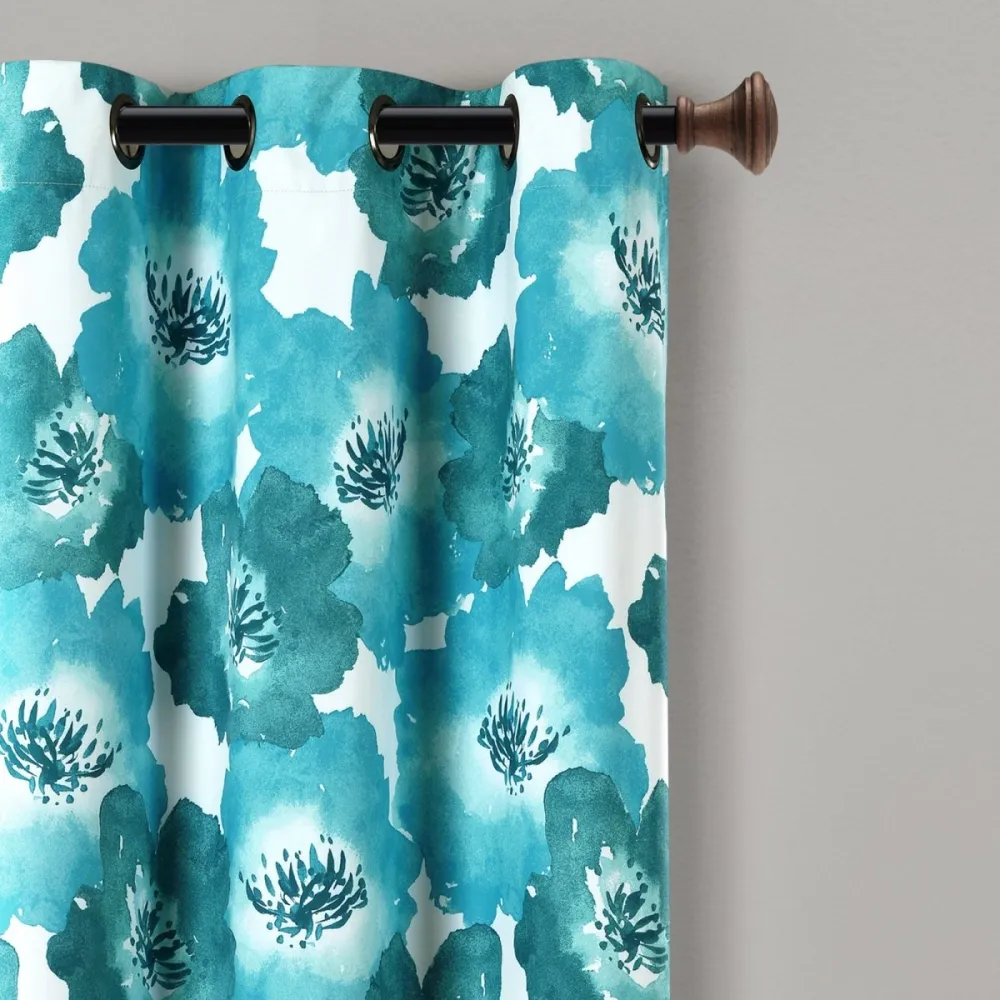 Farmhouse Floral Full Blackout Grommet Curtain Panel Set