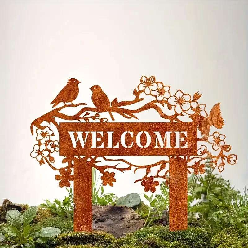 Rustic Welcome Garden Stake