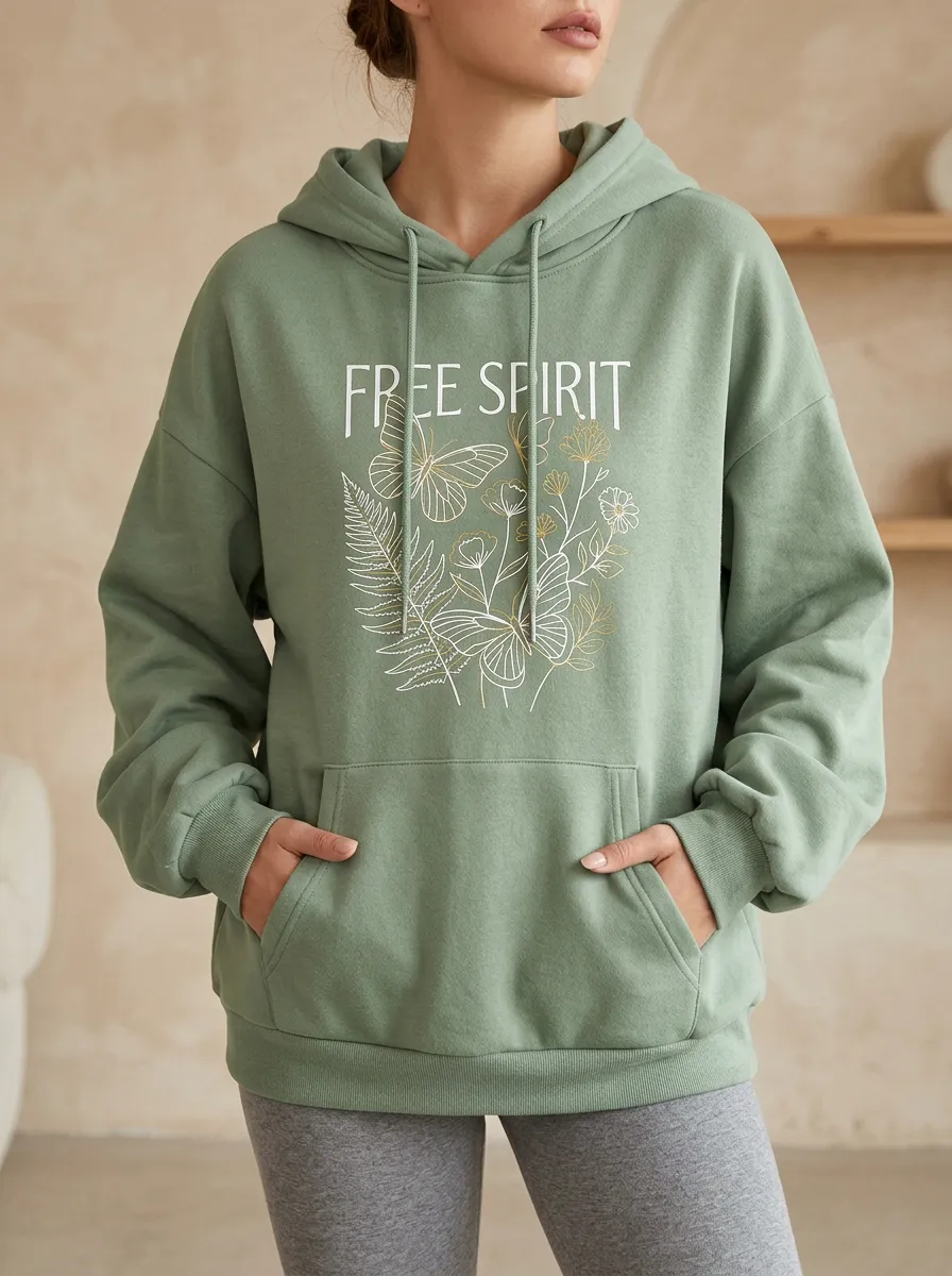 Free Spirit Butterfly Floral Hoodie