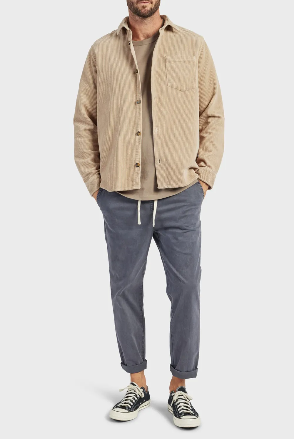 Textured Corduroy Casual Overshirt