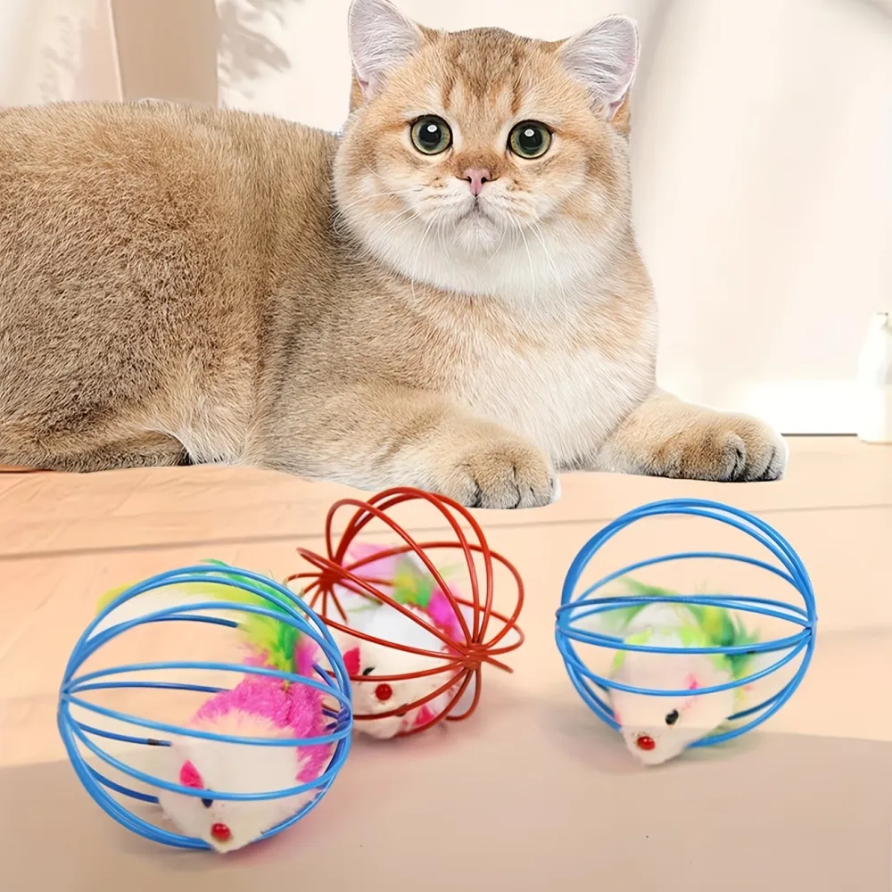 3 Pack Rolling Wire Ball Cat Toy