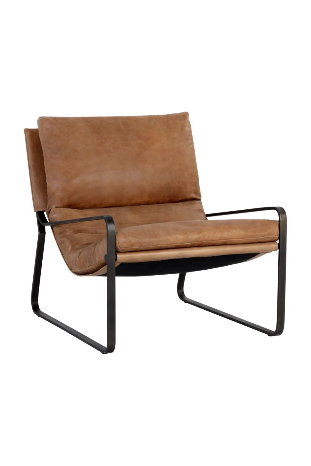 Scooped Leather Lounge Chair