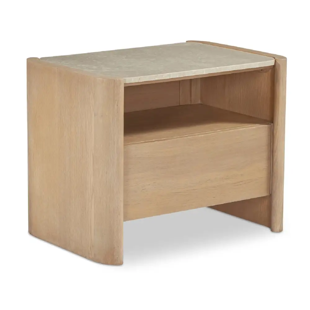 Marble Top Oak Nightstand