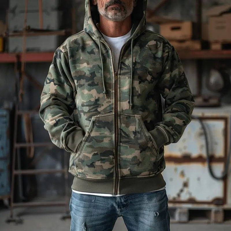 Camo Buttoned Chore Jacket