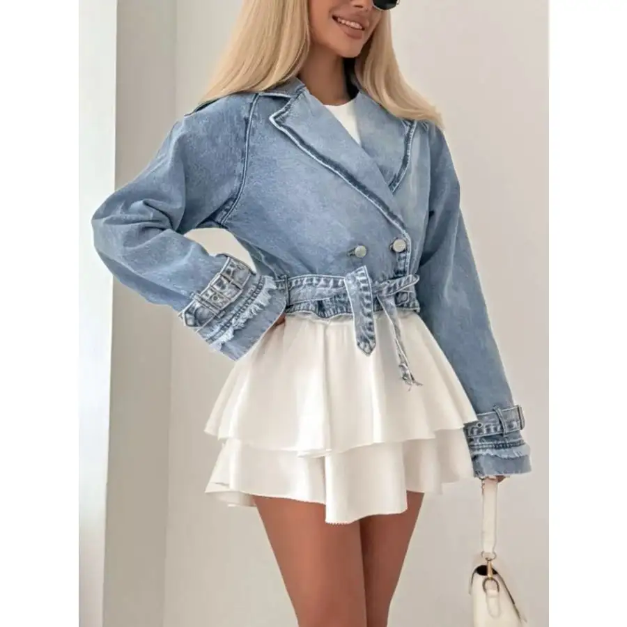 Long Sleeve Crop Denim Jacket