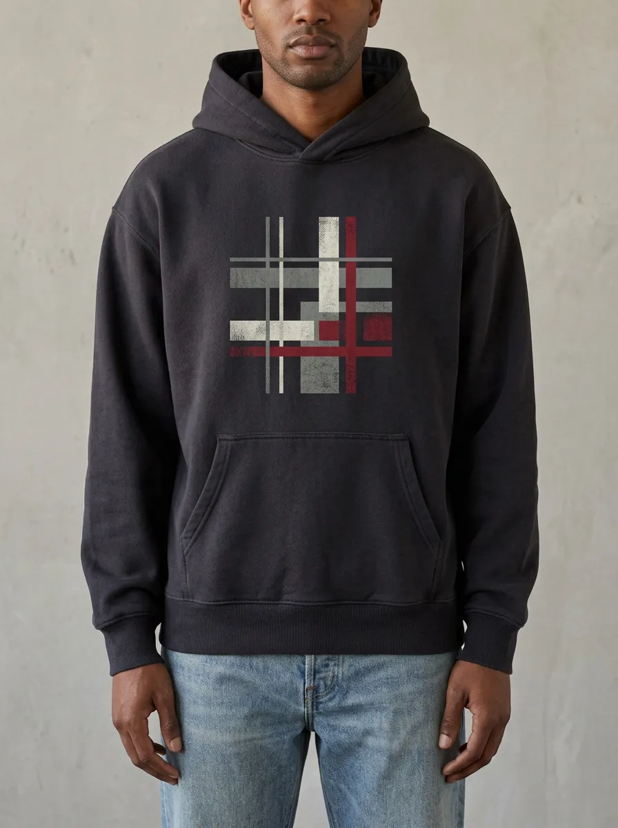 Abstract Geometric Plaid Hoodie