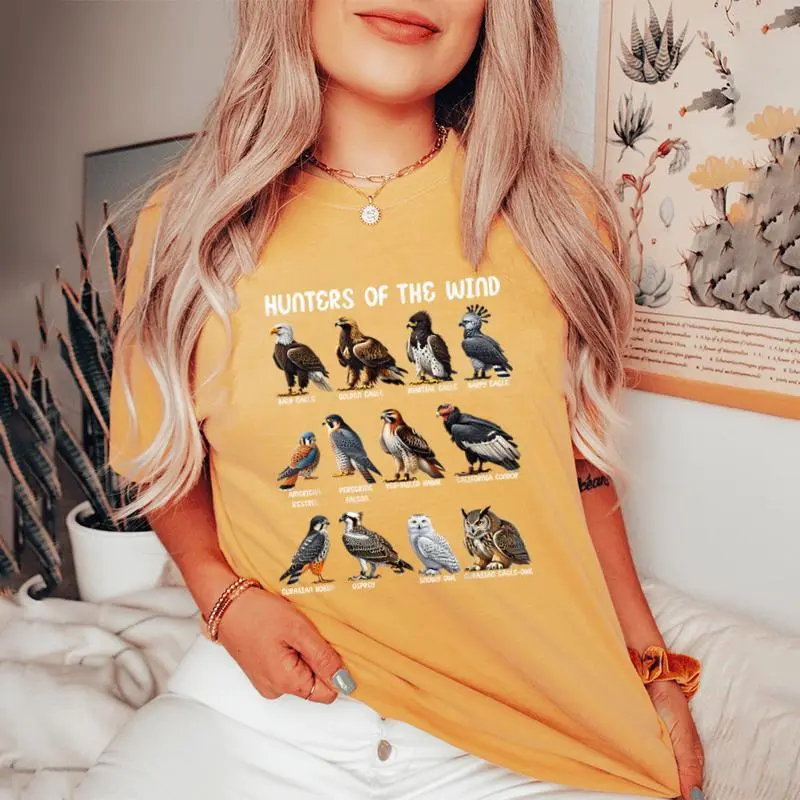 Hunters Of The Wind Birds Of Prey Falcon Owl Birding Raptors Women's Oversized Comfort T-Shirt