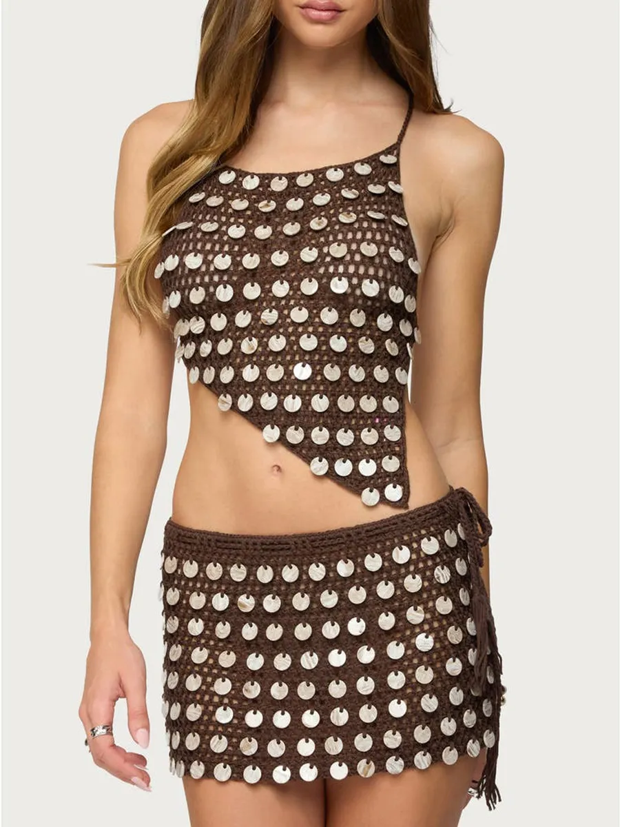 Sabina Sequined Knit Skirt Set