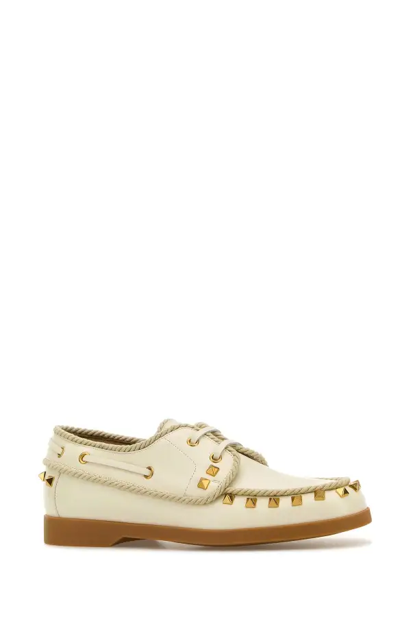 Studded Smooth Leather Lace-Up Shoes