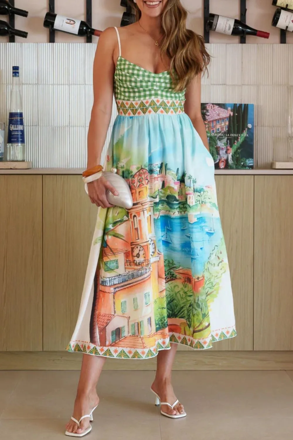 Smocked Gingham Midi Dress