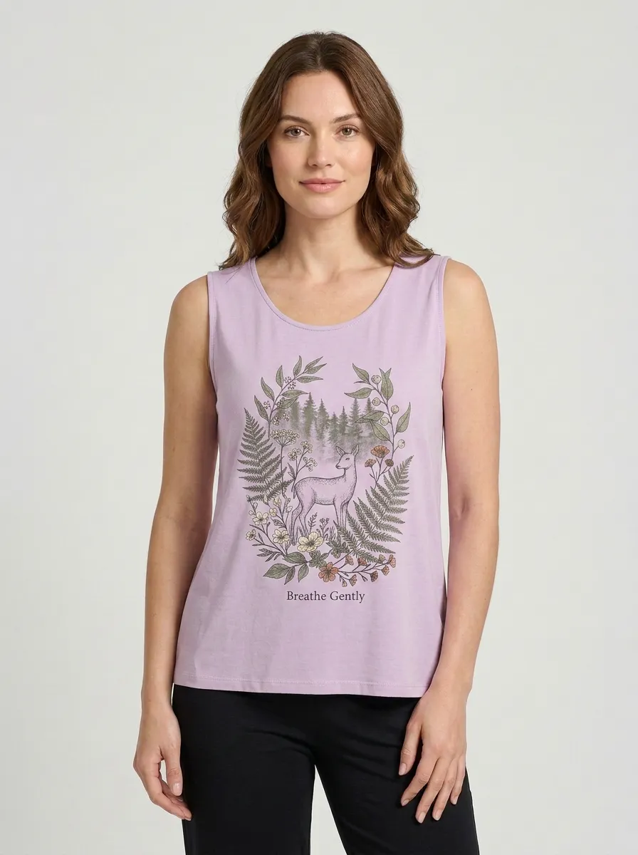 Women's Nature Lover Deer Forest Floral Printed Tank Top