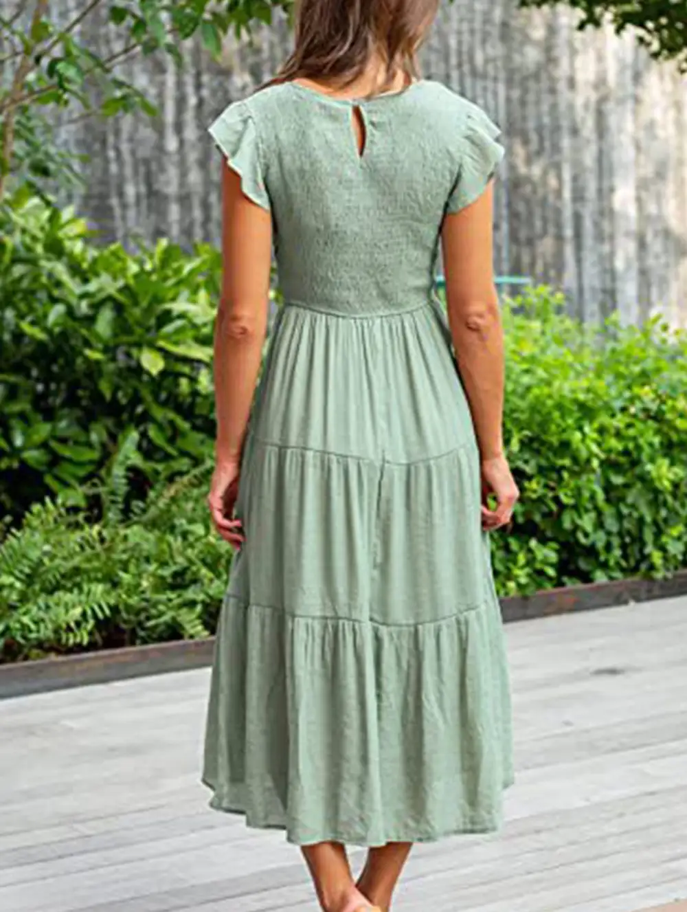 Flutter Sleeve Tiered Mini Dress