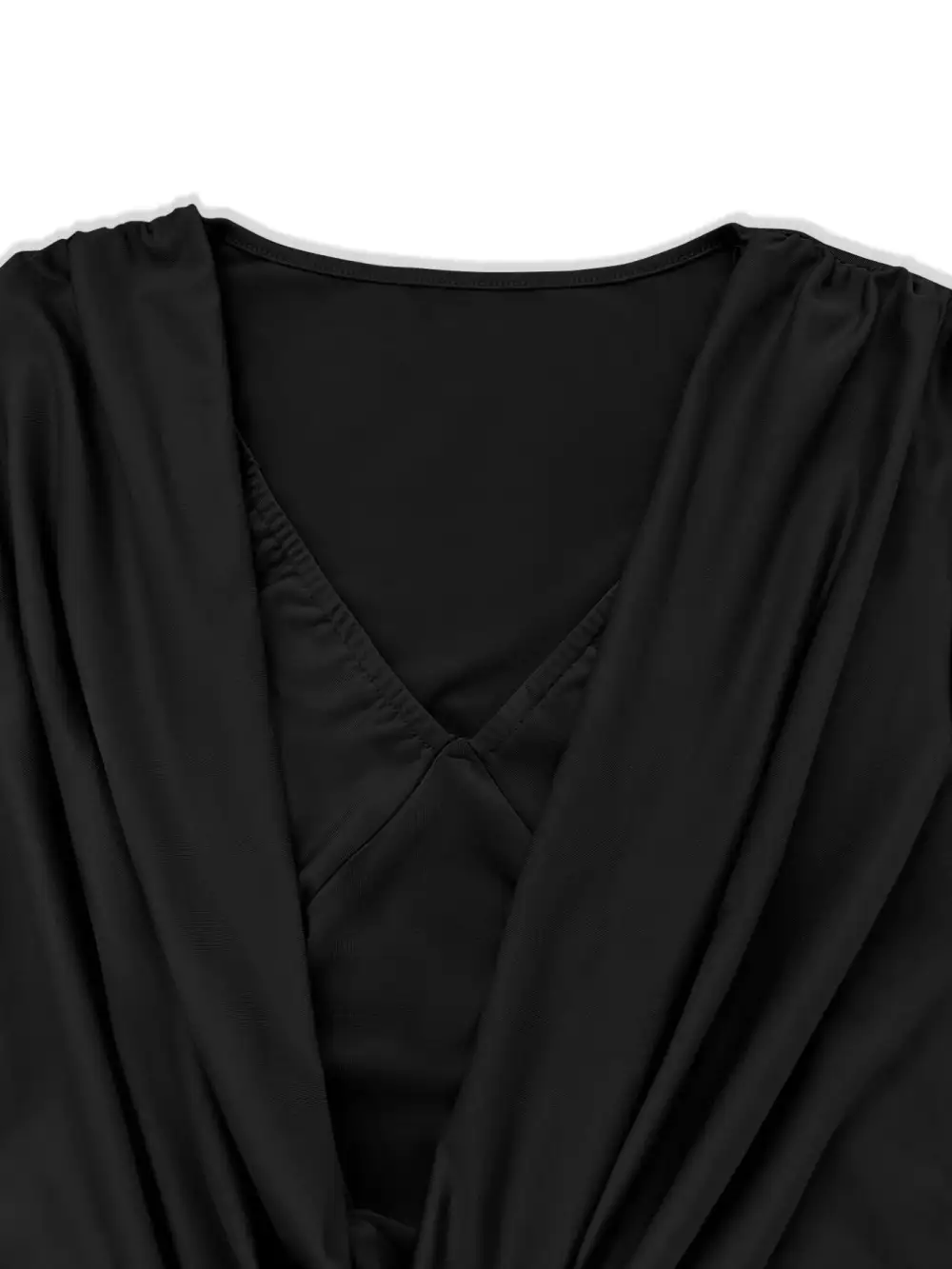Lightweight Feel V Neck Long Sleeve Mini Dress