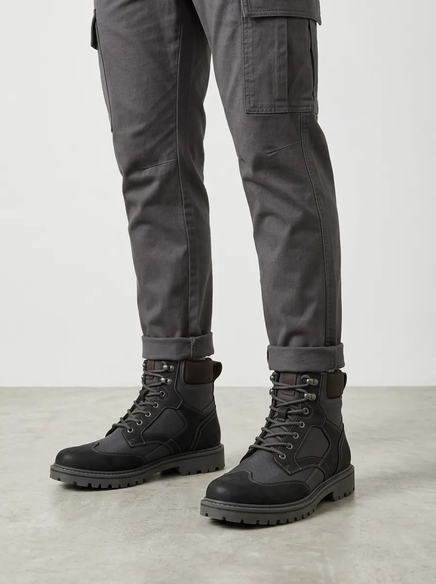 Unisex Tactical Outdoor Canvas Suede Print Work Boots