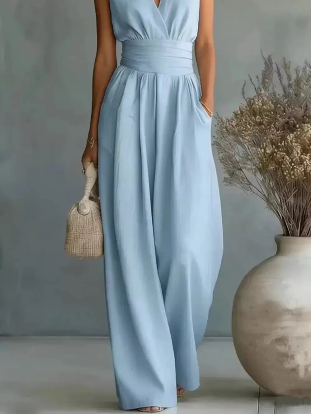 Plus Size Sleeveless Wide Leg Jumpsuit