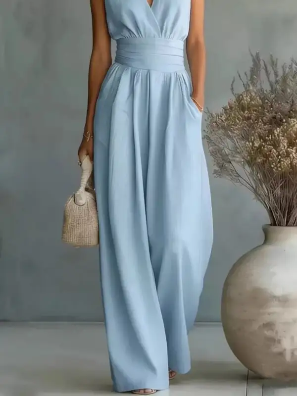 Plus Size Sleeveless Wide Leg Jumpsuit