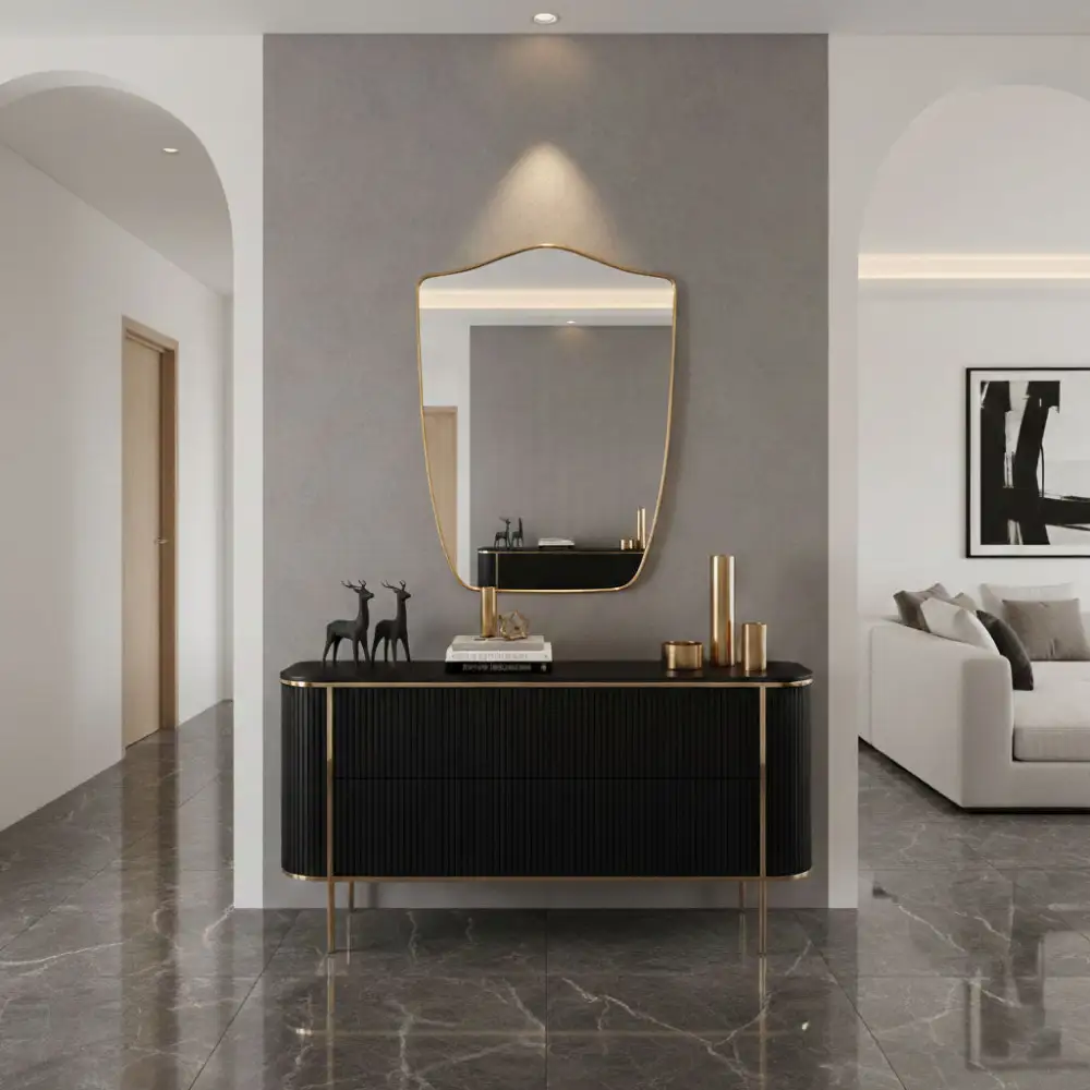 Organic Shield Brass Wall Mirror