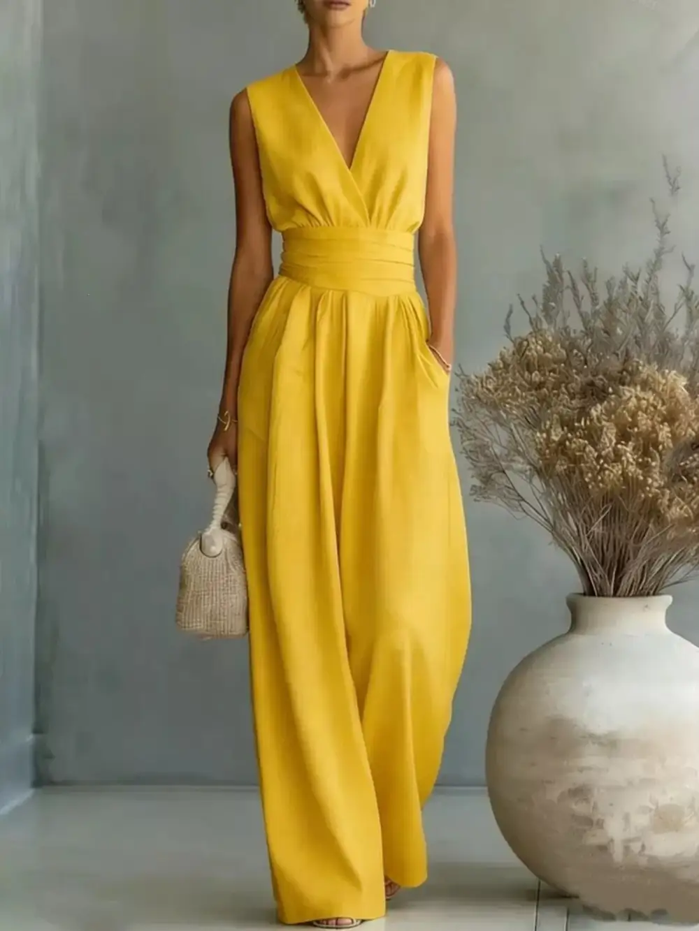 Plus Size Sleeveless Wide Leg Jumpsuit