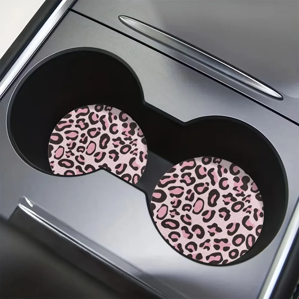 2-Pack Leopard Car Coasters