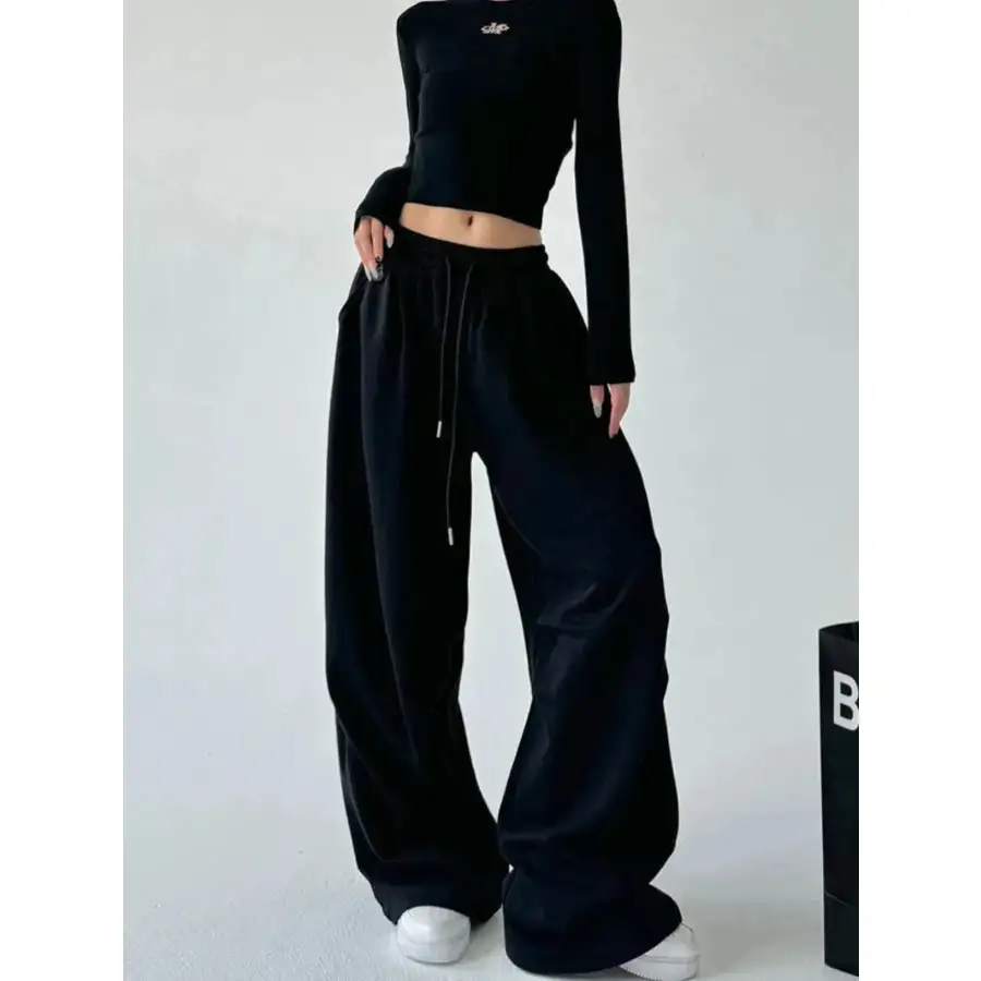 Oversized Wide Leg Drawstring Pants