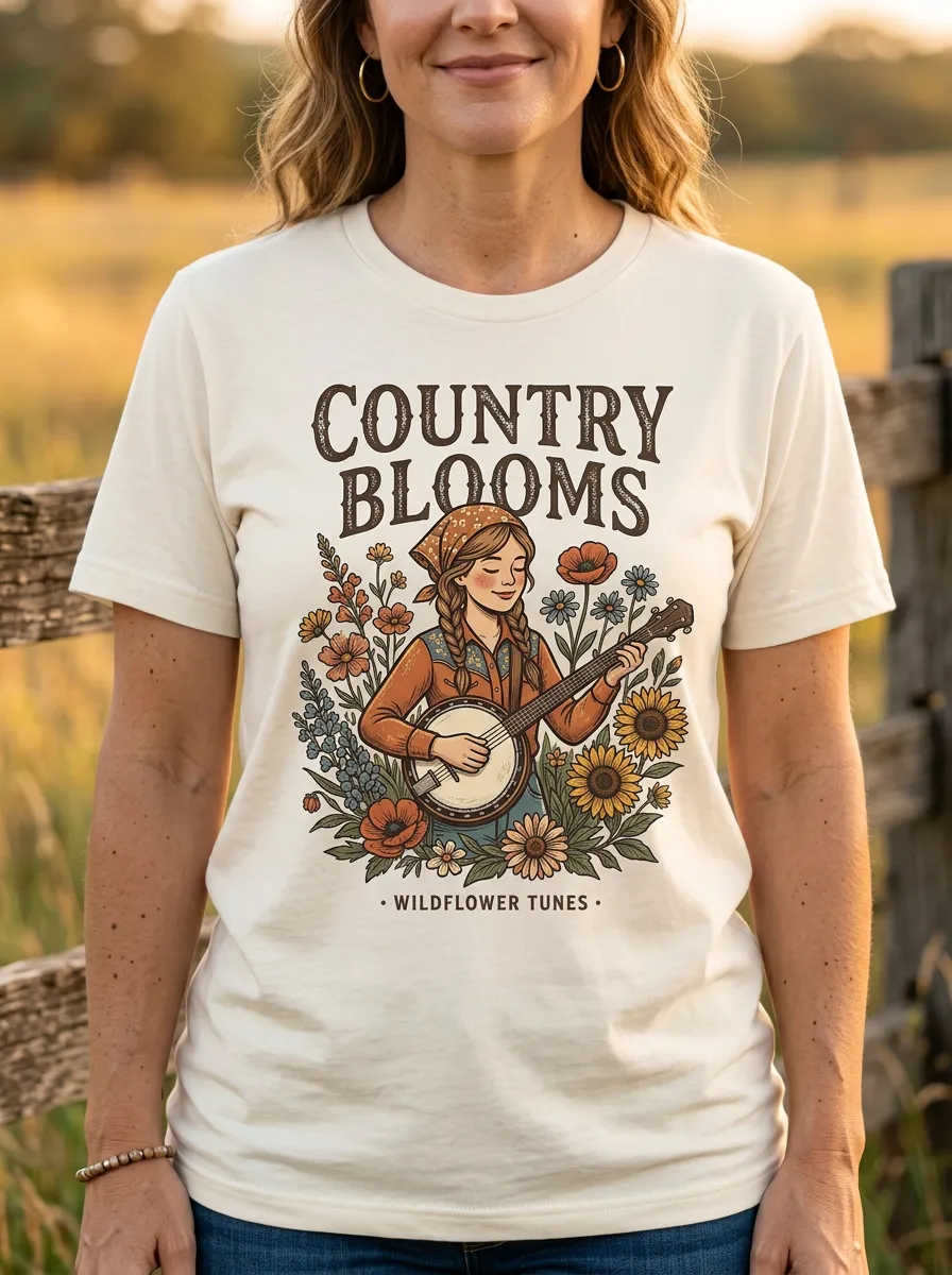 Music-Festival Banjo Country Music Crewneck T-Shirt