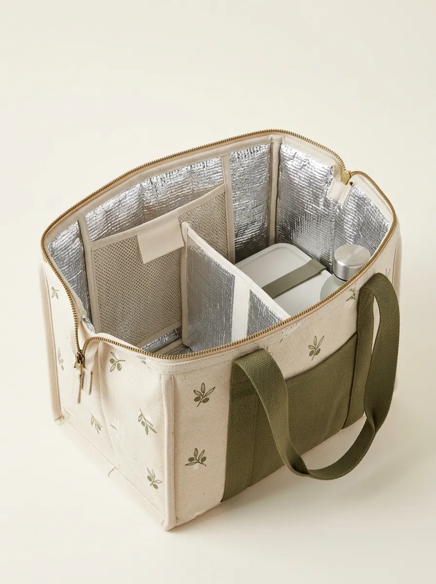 Botanical Olive Branch Printed Insulated Lunch Bag
