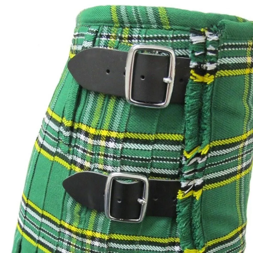 Green Plaid Side-Buttoned Mini Skirt