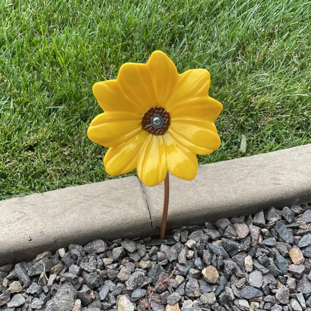Floral Daisy Glass Garden Stake