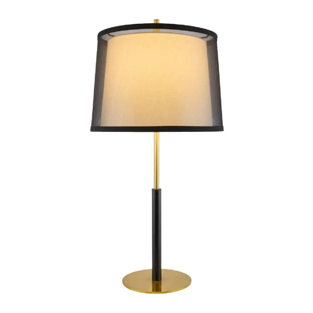 Painted Linen Shade Metal Iron Table Lamp