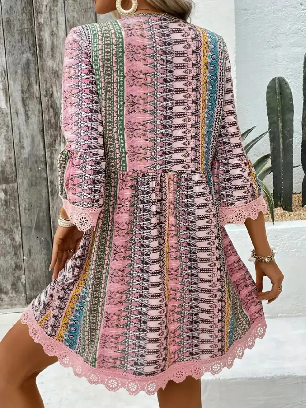 Lace Detail Printed Dress