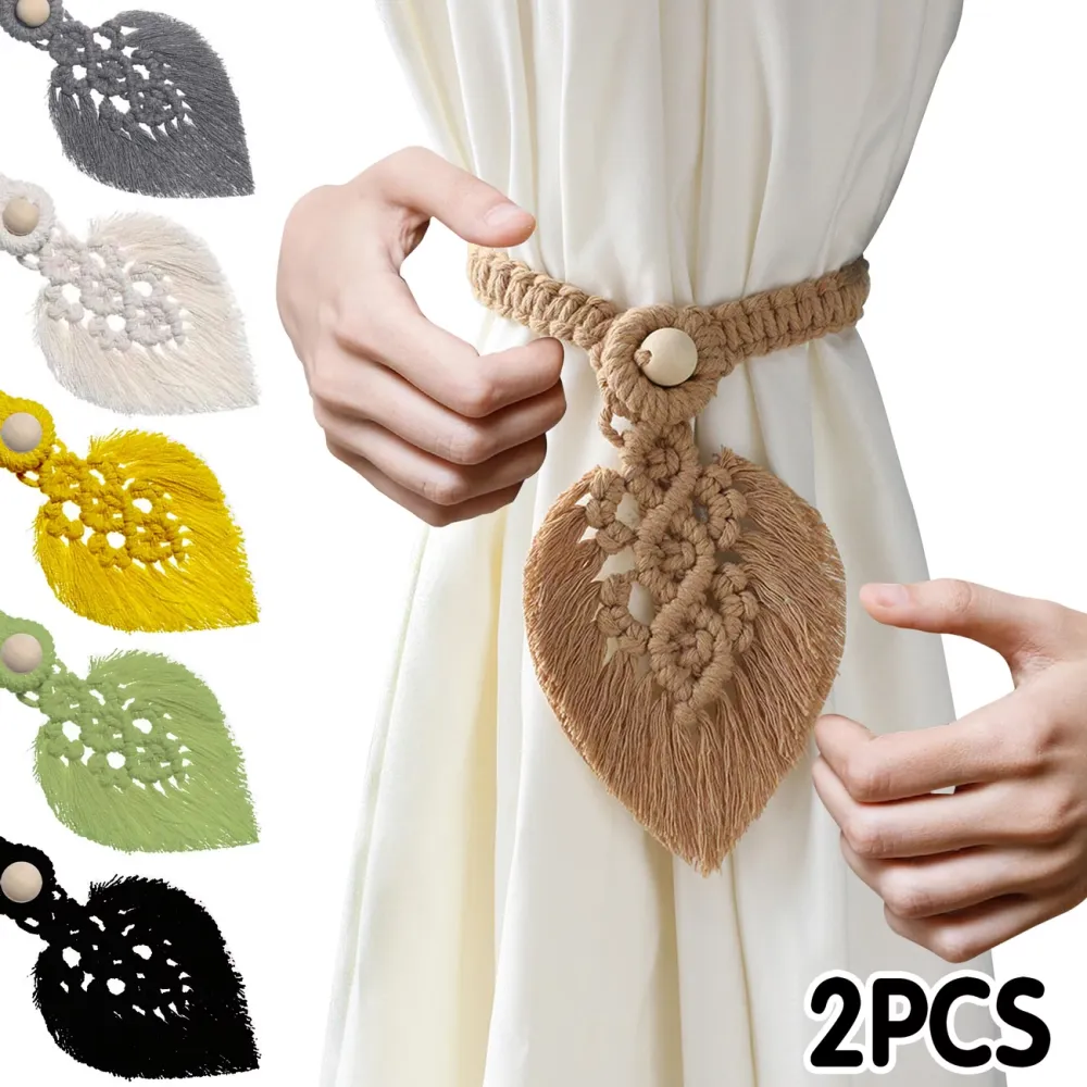 Macrame Leaf Curtain Tiebacks
