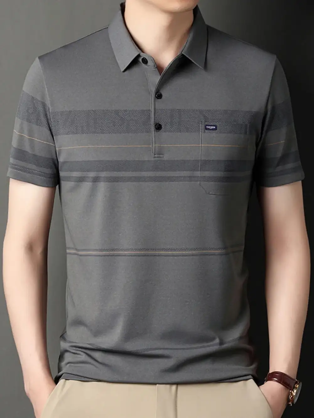Loose Fit Striped Collared Polo Shirt