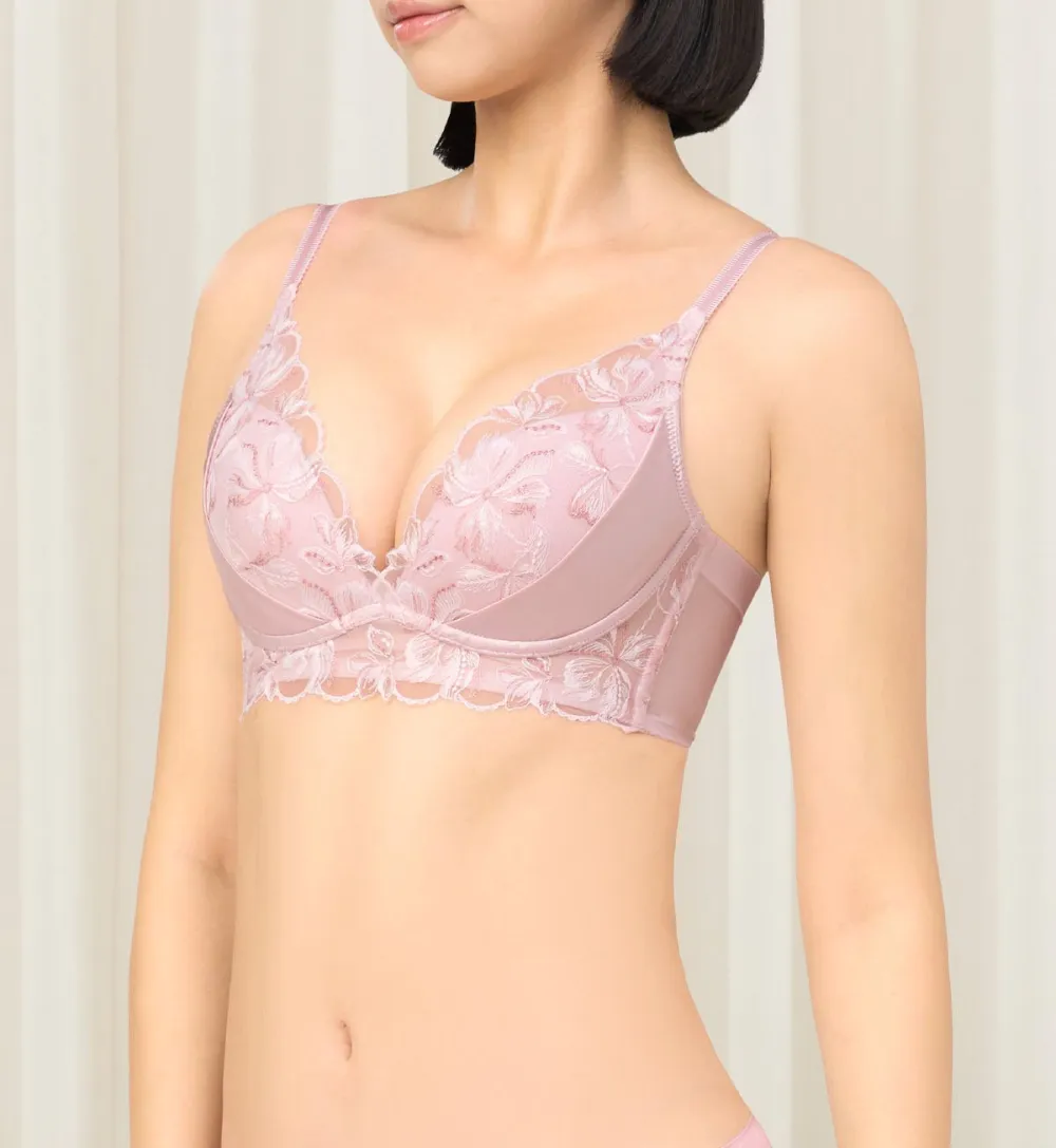 Women's Smooth-Fit Non-Wired Deep-V Push-Up Mesh Breathable Bra