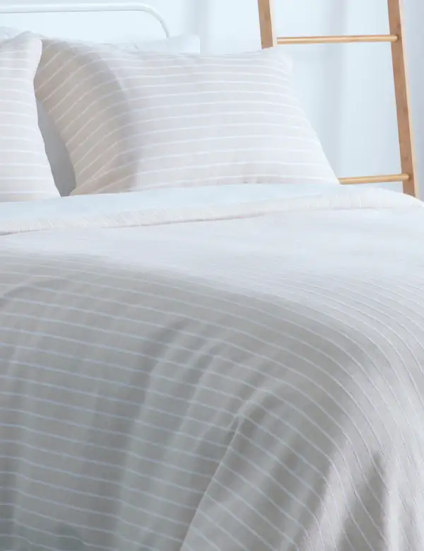 Modern Bedroom Woven Stripe Linen Duvet Cover Set
