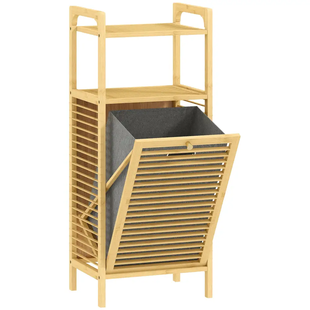 Removable Liner Pull Out Bamboo Laundry Storage Hamper
