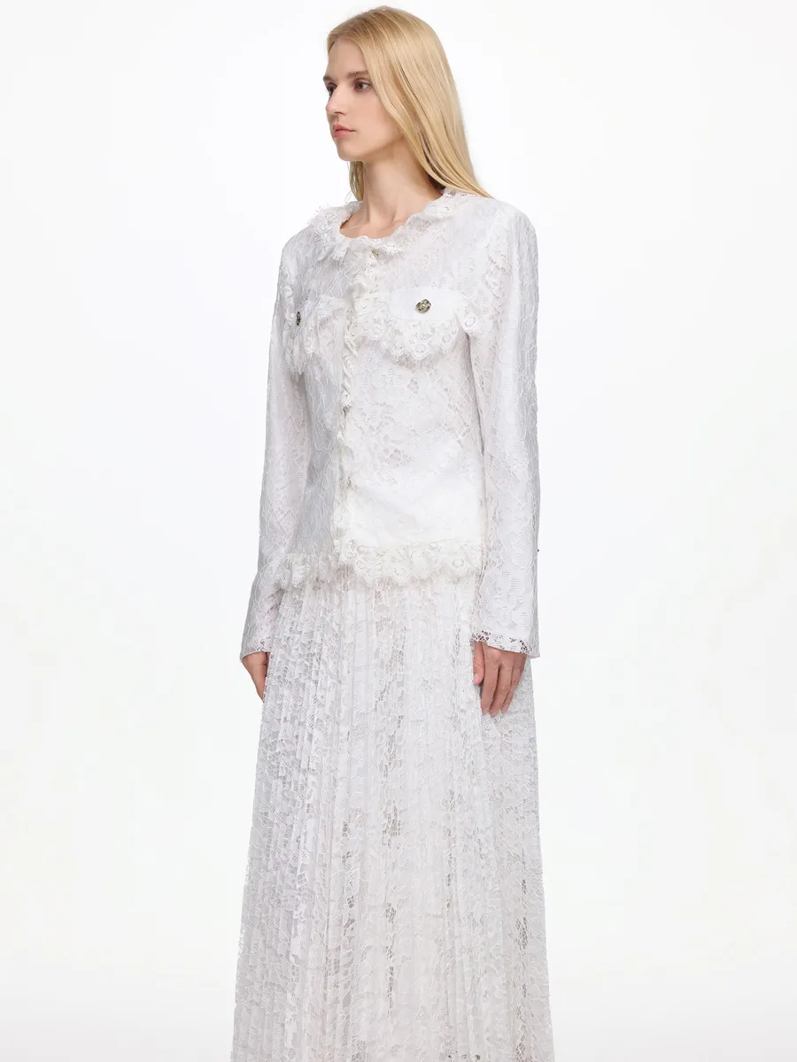 Marina Romantic Long Sleeve Lace Two Piece Set