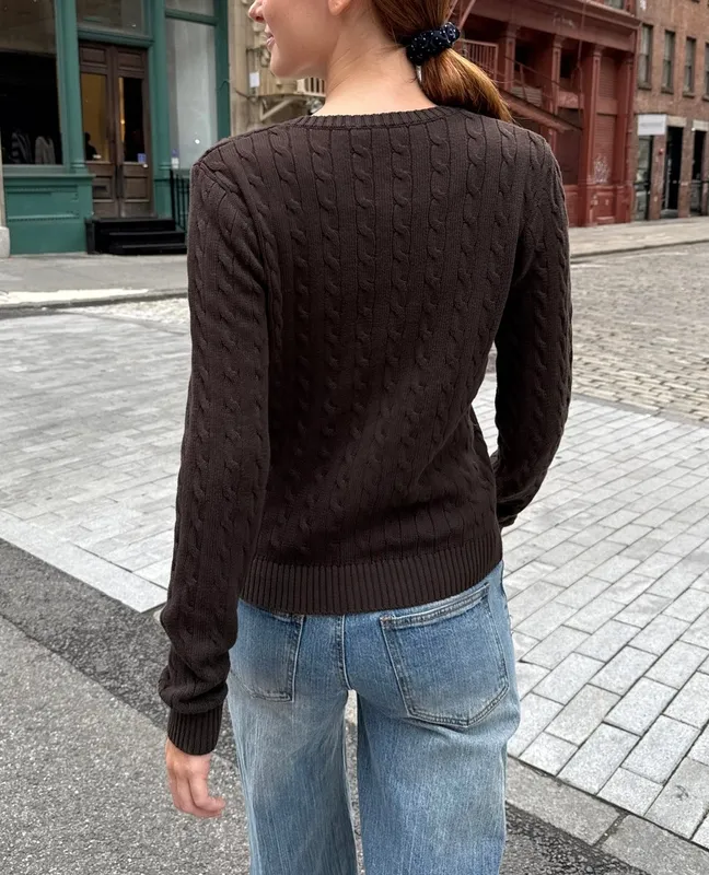 Brown Ribbed Cardigan