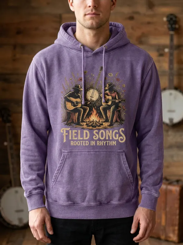 Guitar Banjo Campfire Men's Country Music Pullover Hoodie