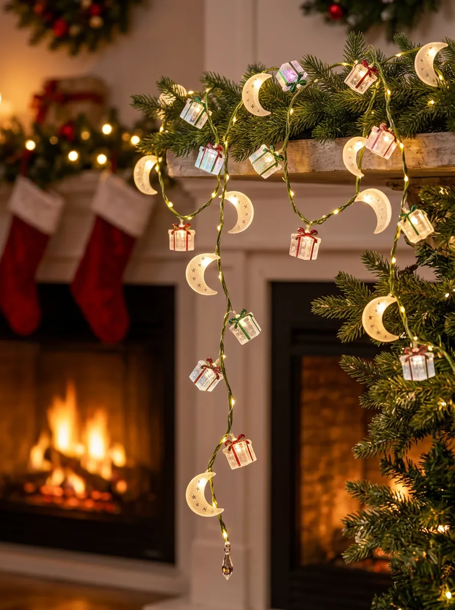 Moon & Gift Box LED Christmas String Lights