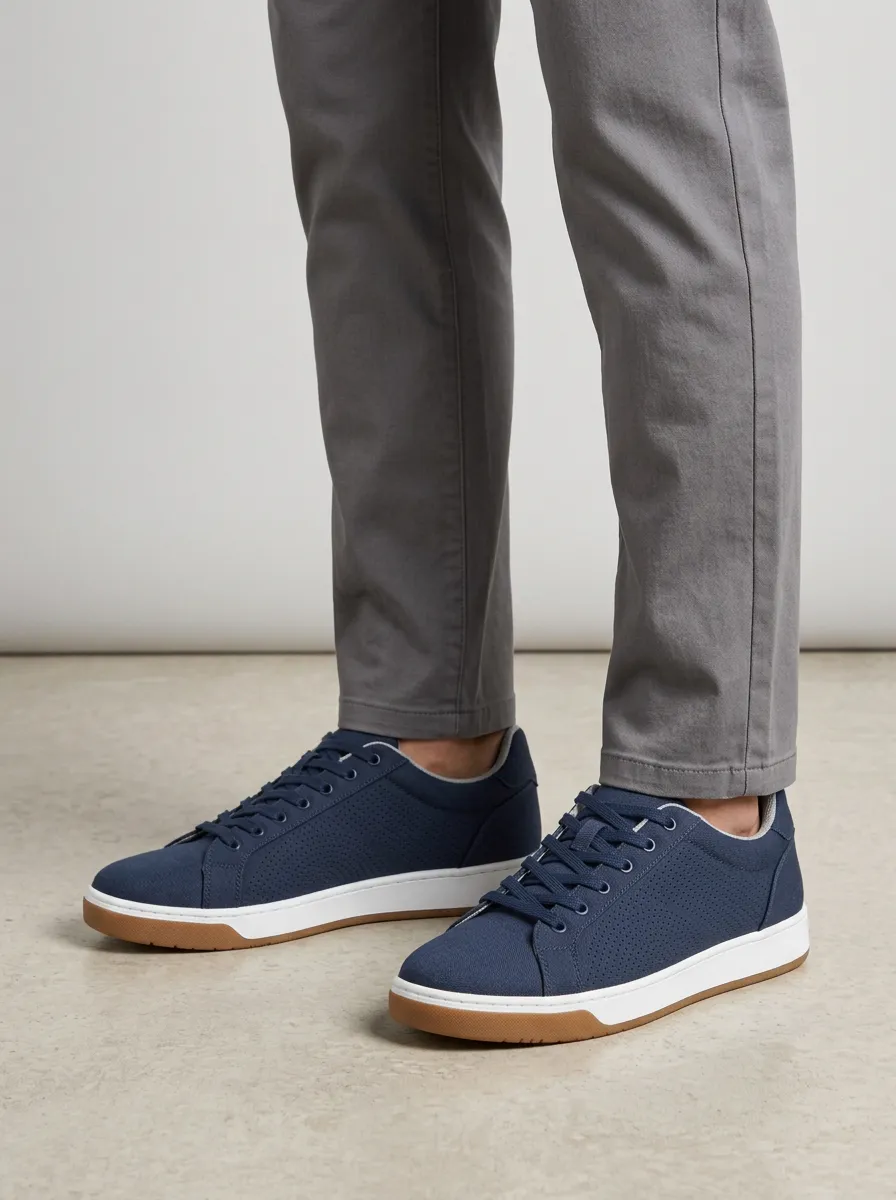 Men's Perforated Canvas Casual Sneakers