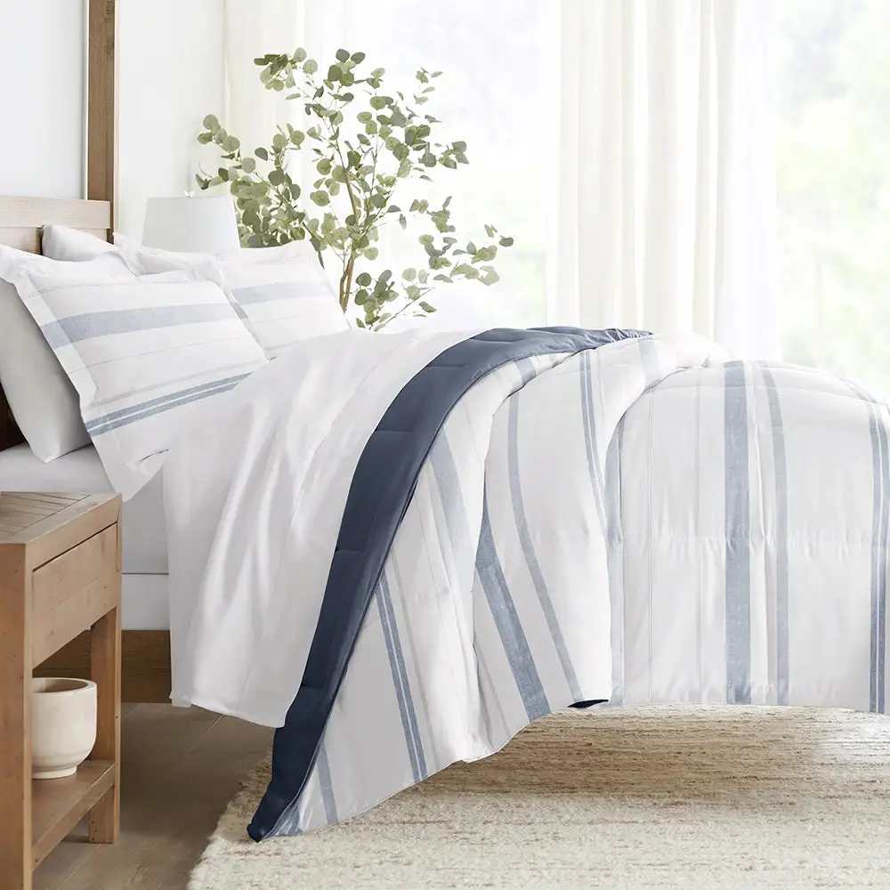 Stitched Stripe Reversible Down Alternative Comforter Set