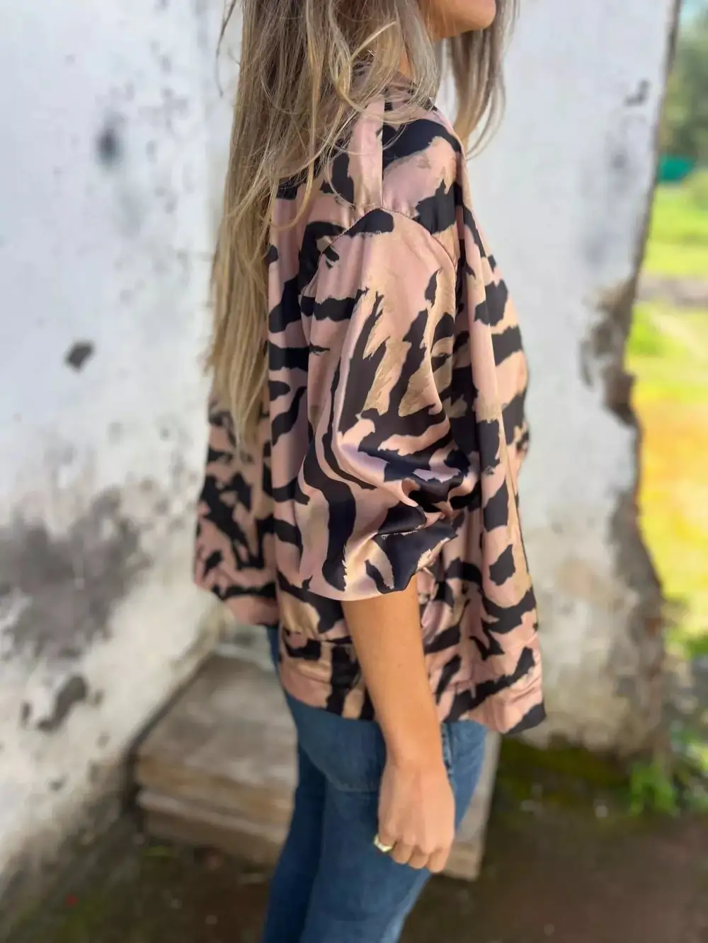 Zip Up Zebra Print Bomber Jacket